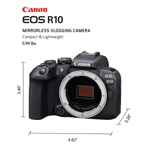 Canon EOS R10 (Body Only), Mirrorless Vlogging Camera, 24.2 MP, 4K