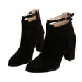 thumbnail image 1 of B91xZ Fall Boots Women Slip On Chunky Heel Ankle Chelsea Boot,Black 7, 1 of 5