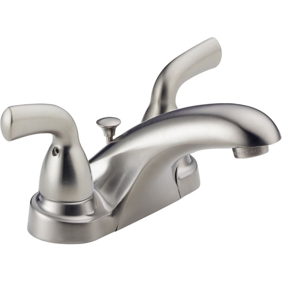 Robinet de lavabo Peerless à deux manettes centrales en nickel brossé