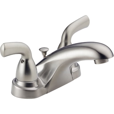 Robinet de lavabo Peerless à deux manettes centrales en nickel brossé
