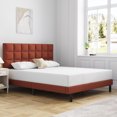thumbnail image 2 of Queen Bed Frame, Queen Size Platform Bed With Fabric Upholstered Headboard, Red, 2 of 5