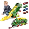 thumbnail image 1 of QUTETN Transporteur Ultime de Dinosaures Camion Transformable avec Ensemble de Piste de Course - Hirondelles à Double Transformation 4 Voitures Comprend Piste de Course et Rangement pour 12 Voitures (Vert), 1 of 8