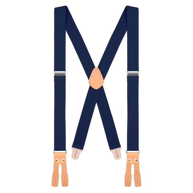 "Buyless Fashion Butten End Logger Work Suspenders for Men - 48"" Adjustable Straps 1 1/4"" - X Shape"