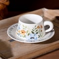 thumbnail image 2 of 85oz Chinese Floral Ceramic Coffee Cup Set Style White Orange Porcelain Tea Mug, 2 of 9