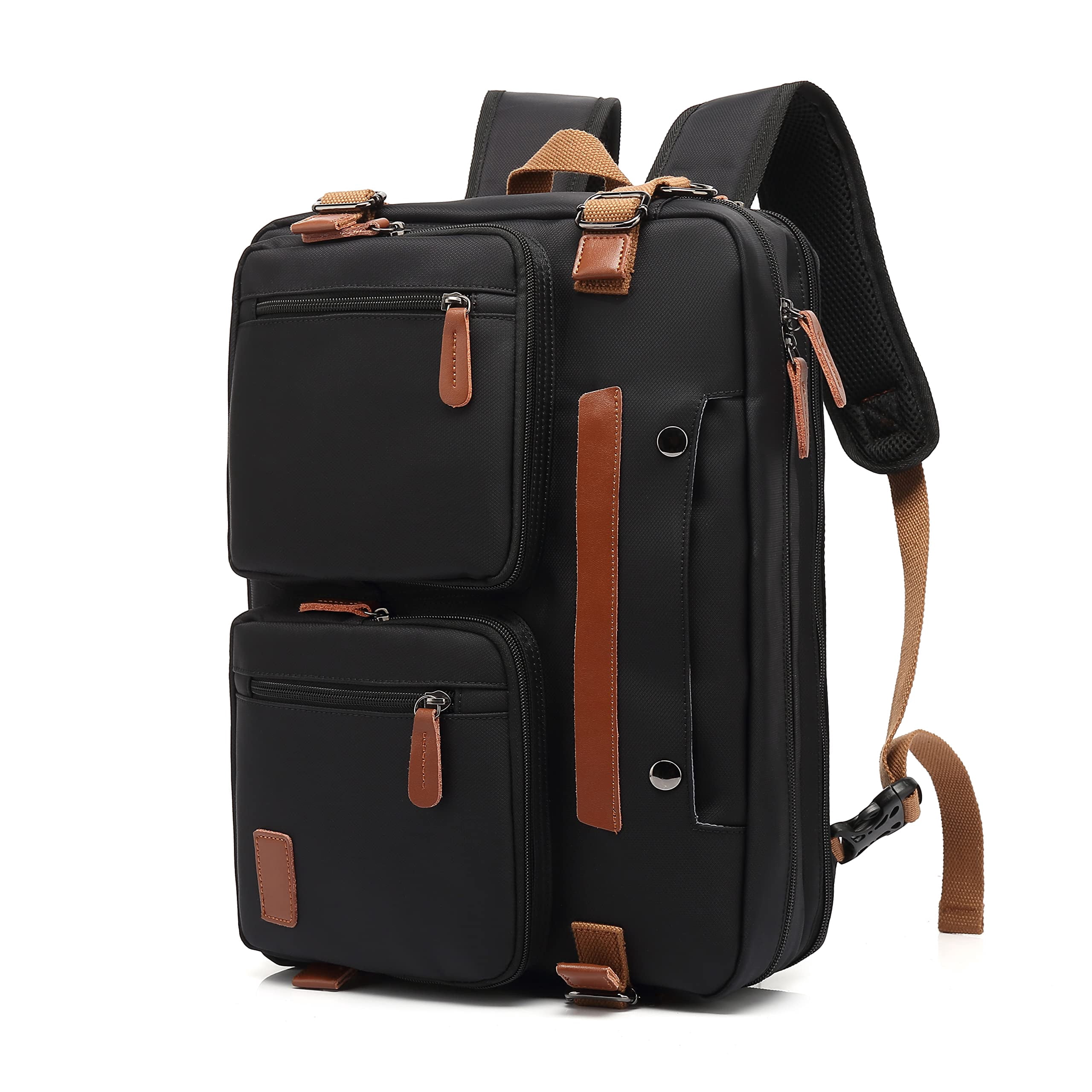 MOLNIA 3 in 1 Laptop Bag for Men, 17.3 Inch Work Bags for Men, Laptop Backpack, Briefcases, Messenger Bag for Men, Computer Bags for Laptops for Men Women, Black