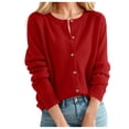 thumbnail image 1 of Cardigan pour Femmes Chandail Classique Chandail pour Femmes Col Ras du Cou à Boutons Cardigan à Manches Courtes Tricoté Ouvert à l'Avant, 1 of 4