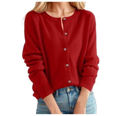 Cardigan pour Femme Chandail Classique Col Rond Col à Boutons Tricot devant Ouvert Cardigan pour Femme m