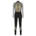 thumbnail image 3 of Jizyo Women's Long Sleeve Dance Unitard Shiny Rhinestone Full Body Suits One Piece Jumpsuits Gold S, 3 of 4