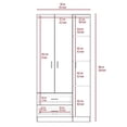 thumbnail image 3 of TUHOME Austral 3 Door Armoire Engineered Wood Armoires in  Gray, 3 of 11