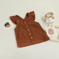 thumbnail image 4 of Bébés Filles Printemps Automne Robe Solide Couleur Velours Côtelé Cou Carré Bretelles Robe avec Poches Marron 2-3 Ans, 4 of 7