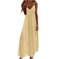 thumbnail image 1 of AherBiu Robe Maxi pour Femmes à Oeillets, Col en V, Bretelles Spaghetti, Robe d'Été Bohème pour la Plage et les Vacances, Longue, 1 of 6
