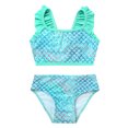 thumbnail image 3 of Miaeowve Toddler Baby Girls Mermaid Tankini Swimsuit Ruffle Flower Sleeve Swimwear Bathing Suits Green 12, 3 of 7