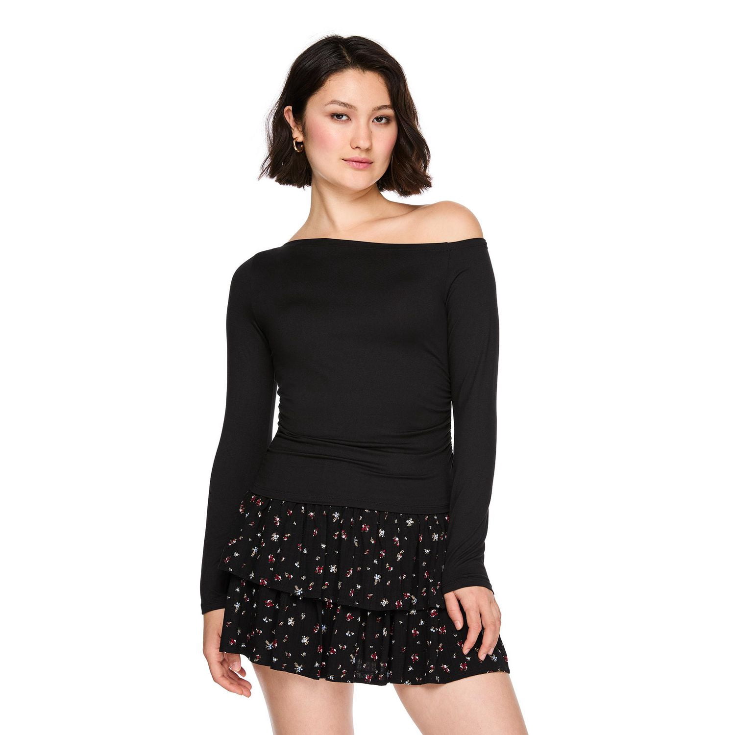 No Boundaries Women's Long-Sleeve Off-the-Shoulder Top