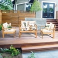 thumbnail image 3 of Costway 8PCS Patio Furniture Set Acacia Wood Thick Cushion Loveseat Sofa Off White, 3 of 9