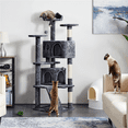 thumbnail image 3 of Yaheetech 62.5"H Cat Tree Tower with 3 Scratching Posts, Dark Gray, 3 of 9