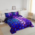 thumbnail image 3 of Erosebridal Kids Geometry Bedding Full Comforter Set, Purple Blue Down Comforter, Bling Galaxy Decor, Reversible 3pcs, 3 of 7