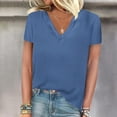 thumbnail image 2 of FAIWAD Womens Summer Tops Short Sleeve V Neck Pullover Shirts Loose Casual Solid Color Basic Tops, 2 of 4