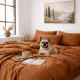 thumbnail image 2 of Q VITA 100% Linen Fitted Sheet Set – Queen Size, 3-Piece Bedding with Deep Pocket Fitted Sheet & Pillowcases – Cinnamon Color, Enzyme Washed, Soft, Breathable, OEKO-TEX Certified, Designed in Canada, 2 of 7
