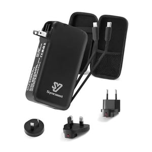 Portable Charger with Wall Plug for European Travel, Travel Essentials, 10000mAh Power Bank Built-in Cables, External Battery Pack Compatible with iPhone Samsung Phone etc, with Hard Carrying Case