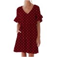 thumbnail image 2 of Liquidation d'Été 2025! Robe pour Femme Grande Taille, Liquidation de Robes d'Été pour Femmes, Robe d'Été Décontractée pour Femme Douce et Mignonne à Col en V avec Poches, Manches Courtes, Volants, 2 of 5