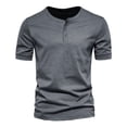 thumbnail image 4 of CHGBMOK Mens T-shirts Solid Color Leisure Button Motion Breathable Short Sleeve Round-Neck Blouses Sizes S-3XL, 4 of 4