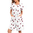 thumbnail image 1 of Manteau de Maison à Fermeture Éclair pour Femmes, Robes à Manches Courtes Courte Nuisette Peignoirs avec Poches Mignonne Robe de Nuit Imprimée Blanc TG, 1 of 6