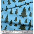 thumbnail image 2 of Soimoi Blue Georgette Viscose Fabric Deodar Cedar Tree Decor Fabric Printed Yard 42 Inch Wide, 2 of 5