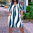thumbnail image 2 of Pisexur Robes d'Été pour Femmes Mode Imprimé Floral Robe Décontractée Ample Col en V Manches Courtes Robes T-Shirt Fluide Surdimensionnée Robe de Plage avec Poches Grande Taille Mi-Mollet L-5TG, 2 of 5