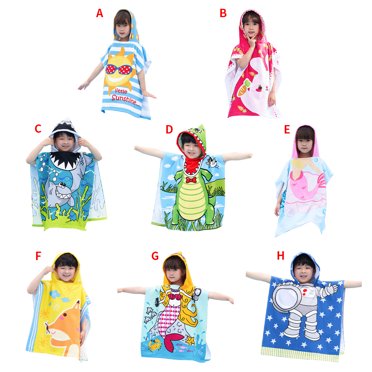Cape de Bain pour Enfants Dessin Animé Serviette à Capuchon pour Douche pour Enfants; Serviette à Capuchon pour Enfants pour le Bain Séchage Chandail Poncho, Type 8