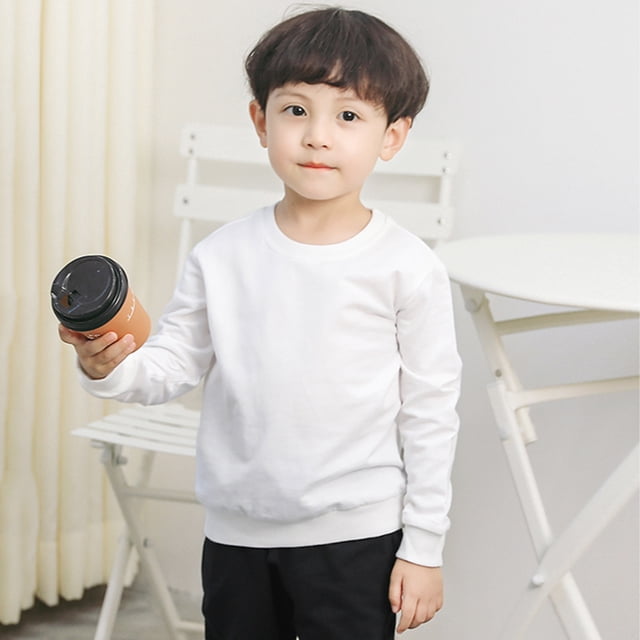 LSLJS Toddler Baby Boy Girl Fleece Pullover Sweatshirt Solid Color Crewneck Blouse Shirt Tops Warm Fall Winter Clothes