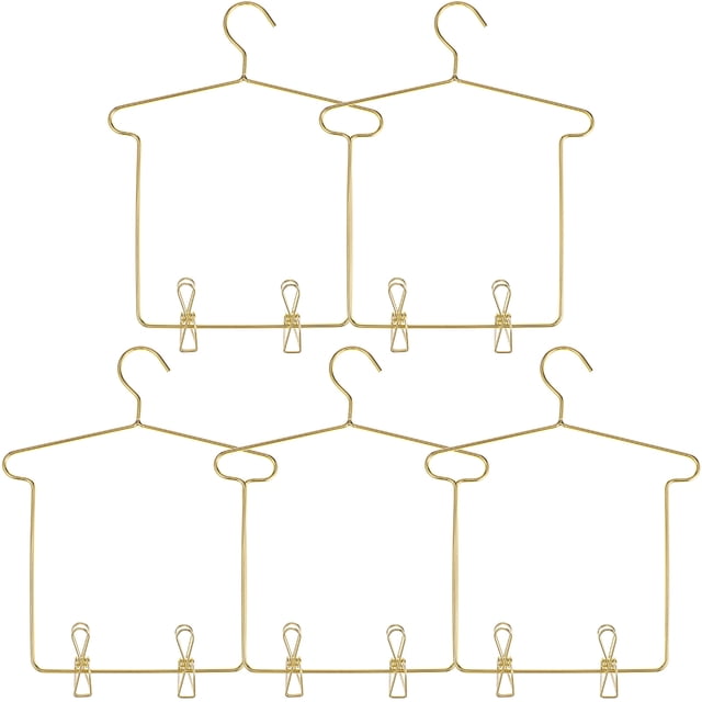 Miangastore 5 Sets Doll Clothes Hangers Dress Clothes Hanging Rack With Clip Tiny House Accessories