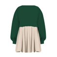 thumbnail image 3 of Womens Oversized Sweatshirt Dress Long Flowy Patchwork Pullover Tops Cute Drop Shoulder Sweatshirts Fall Long Sleeve Mini Dress Teen Girls Crewneck Solid Tunic Pleated Loose Clothing Beig, 3 of 4