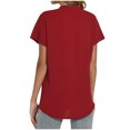 thumbnail image 4 of Timegard Womens Cotton Linen Tops Short Sleeve V-Neck Solid Color Lightweight Casual Loose Top Basic Tee, 4 of 5