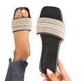 thumbnail image 2 of Styesk Womens Sandals Flat-bottom Large Beaded Flip-flops Women's Rhinestones Light Beach Slippers, 2 of 8