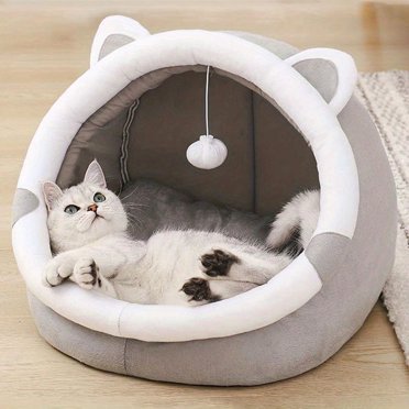 Lit Grotte Douillet pour Chat de Dessin Animé - Gardez Votre Chaton au Chaud et au Chaud dans Cette Mignonne Maison pour Animal de Compagnie!