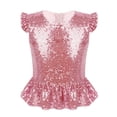 thumbnail image 3 of Oyolan Kids Girls Sequins Ruffled Top Mermaid Costume Flutter Sleeve Peplum Blouse for Carnival Performance Pink 12, 3 of 7