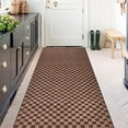 thumbnail image 1 of ANTPOP Runner Rug Outdoor Carpet Runners Hallway Non-Slip Rubberback Area Rugs Indoor Entrance Mat for Entryway Kitchen, 2'x6', Checkred Brown, 1 of 6