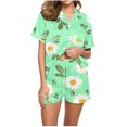 thumbnail image 1 of Jamicy Pyjama Super Doux pour Femmes Mode Décontractée Imprimé Manches Courtes Col à Revers avec Shorts Ensemble de Pyjama Confortable pour la Maison, 1 of 4