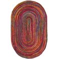 thumbnail image 1 of SAFAVIEH Braided Collection 5' x 8' Oval Red / Multi BRD210A Handmade Boho Reversible Cotton Area Rug, 1 of 10