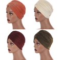 thumbnail image 4 of Women Bright Silk Wrinkle Muslim Headwrap Turban Bonnet Hat Inner Hijab Cap, 4 of 10
