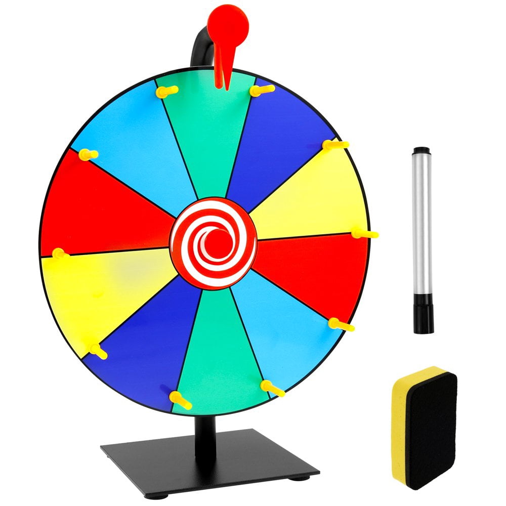 LNGOOR Prize Wheel DIY Interactive Spin Wheel with Board Eraser and Pen Erasable Tabletop Roulette Spinner for Home Trade Show Carnival Party