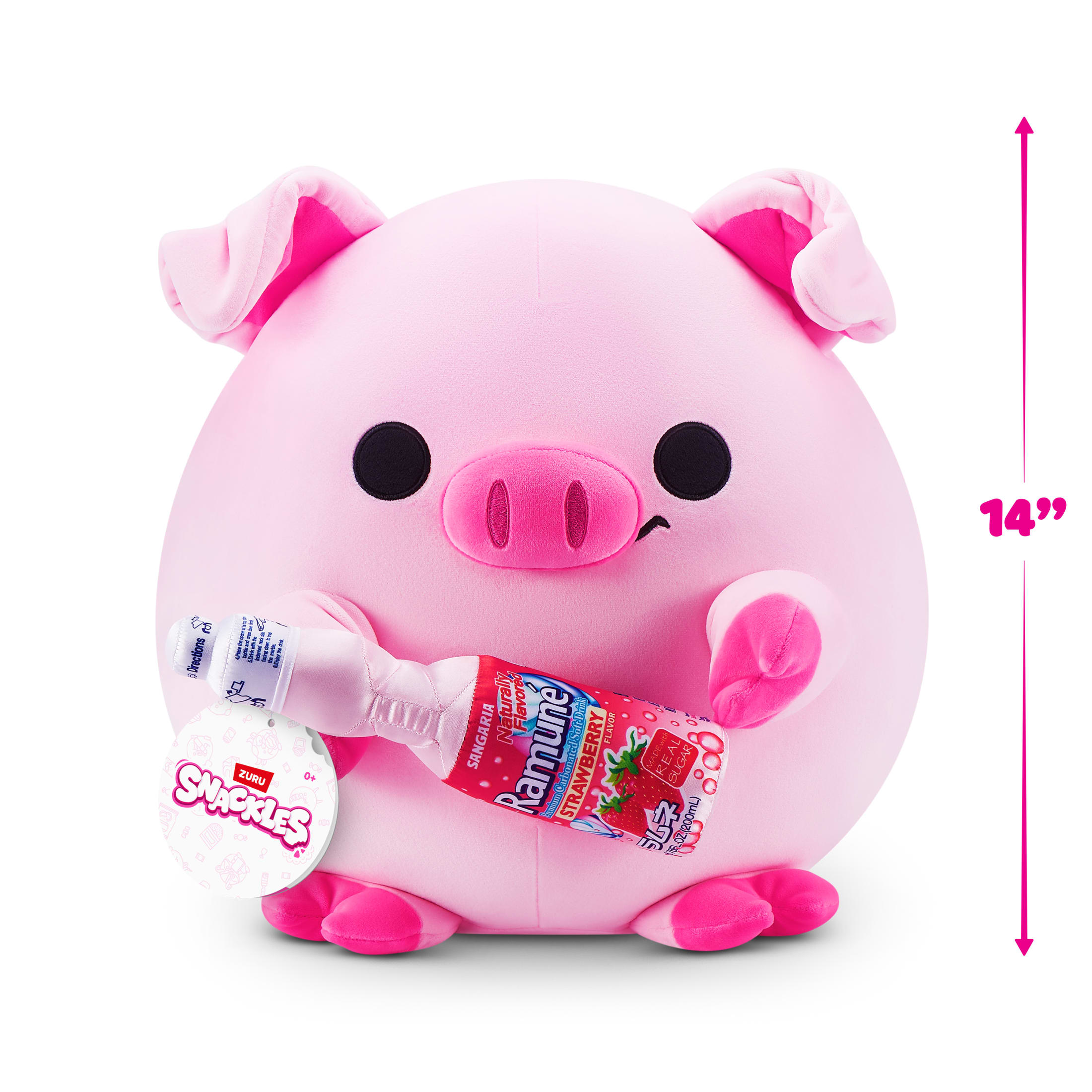 Snackles Peluche série 3 14 pouces sous licence de ZURU (Piggy w/Ramune Flavor) de ZURU, Peluche avec licence accessoires Snack Brand