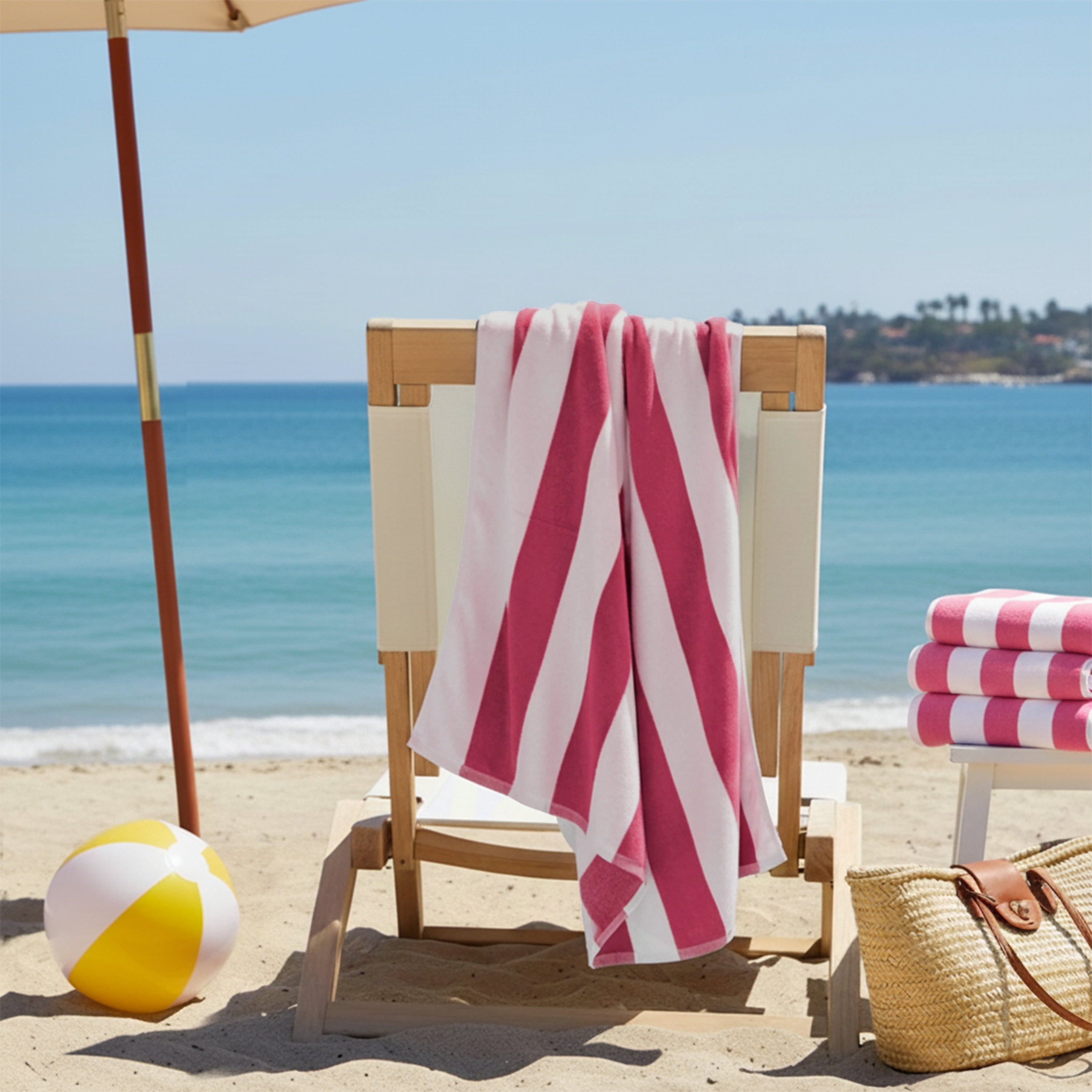 Serviettes de plage décoratives Mainstays Cabana Stripe, lot de 4, roses