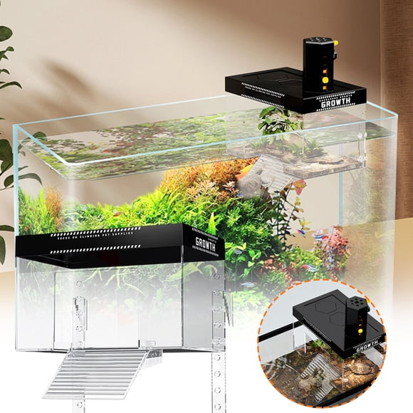 Sentmoon Réservoir pour Tortues avec Éclairage DEL Plateformes pour Tortues Grandes Plateformes de Terrarium en Acrylique Accessoires de Bain de Soleil pour Tortues Aquatiques pour Reptiles et Amphibiens