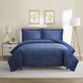 thumbnail image 1 of Nestl Duvet Cover Set, Reversible Front Cut Plush Fleece Design & Back Brushed Soft Microfiber for Comforters, 3 PC Set with Zipper Closure & Ties, Duvet Cover Queen, Navy, 1 of 8