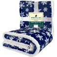 thumbnail image 2 of PAVILIA Premium Christmas Sherpa Throw Blanket | Blue Snowflake Decoration, Fleece, Plush, Warm, Cozy Reversible Microfiber Holiday Blanket 50 x 60 Inches, 2 of 4