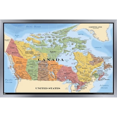 Map - Canada Wall Poster, 22.375" x 34" Framed