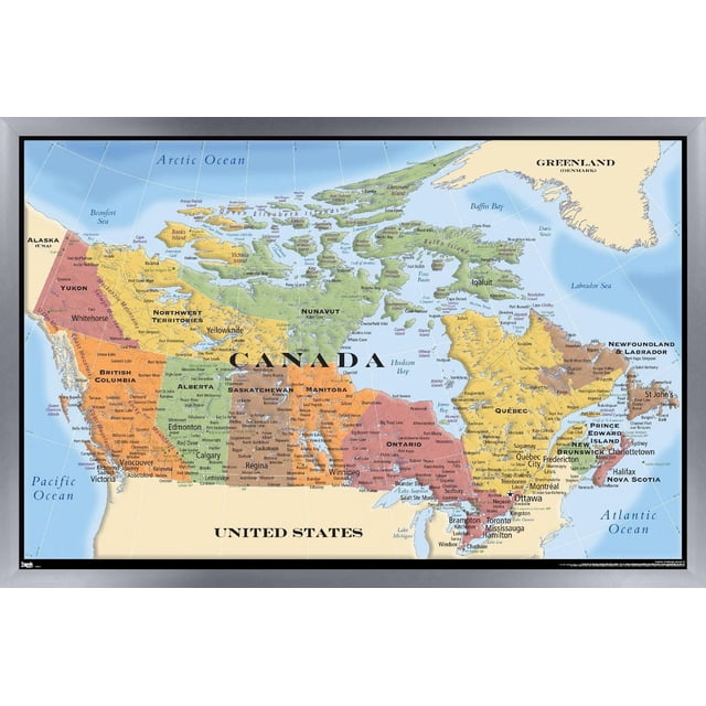 Map - Canada Wall Poster, 22.375" x 34" Framed
