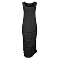 thumbnail image 4 of EQWLJWE Longue Robe pour Femmes Robe d'Été pour Femmes Mode Grande Taille Couleur Unie Col en U Sans Manches Plissée Extensible Fendue, 4 of 6