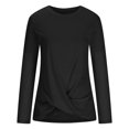 thumbnail image 3 of Besolor 2024 Chemise à Manches Longues pour Femmes, Tunique Décontractée de Printemps et d'Automne, Haut Croisé Froncé à l'Avant, Blouse à Col Ras du Cou, T-Shirts, 3 of 5